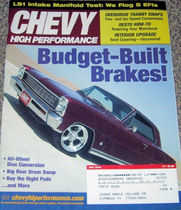 CHEVY HIGH PERFORMANCE 2004 JULY - TRANNY & BRAKE TEST